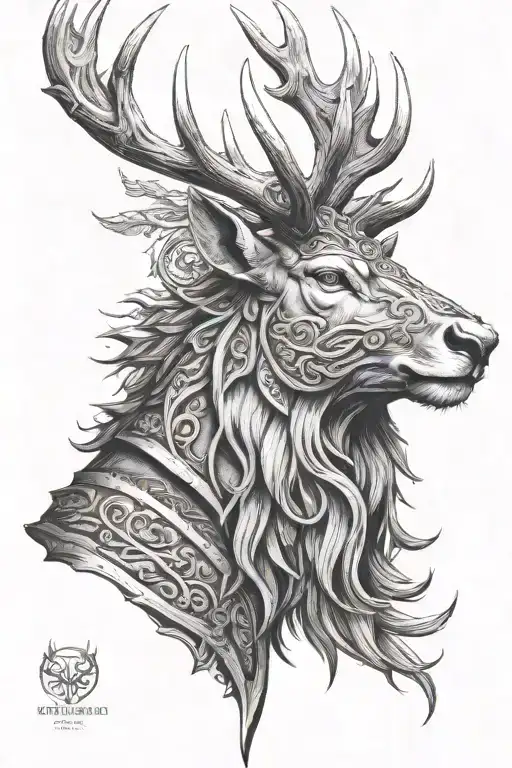 Powerfull Warrior Stag Head Profil