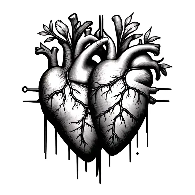 2 Heartbeats Parallel To Eachother Line Drawing