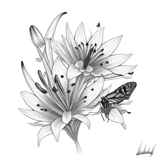 Prairie Lily Bouquet With Monarch Butterflies