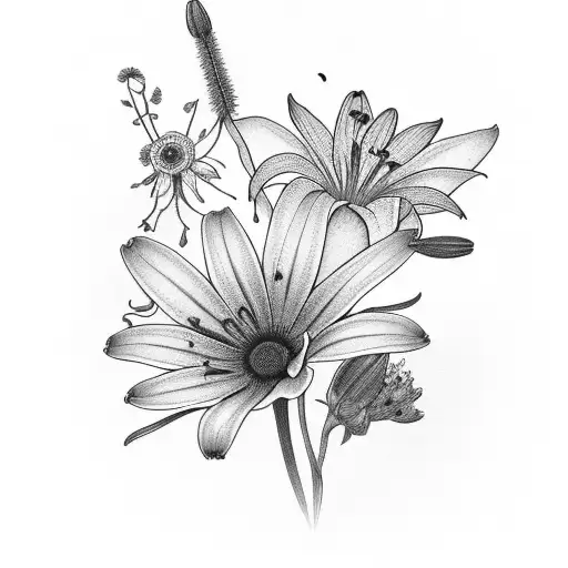 Prairie Lily And Forget-me-not Bouquet