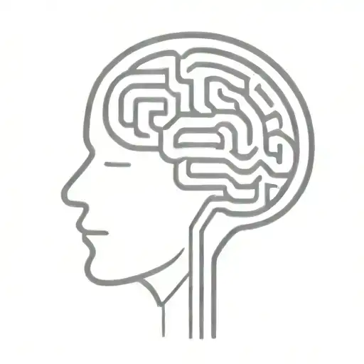 A Simple Minimalist Line Drawing Of A Brain As An Elaborate Maze With Offshoots
