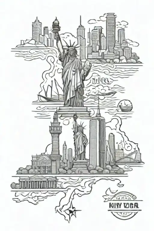 Landmarks Of New York And Buenos Aires Argentina Combined