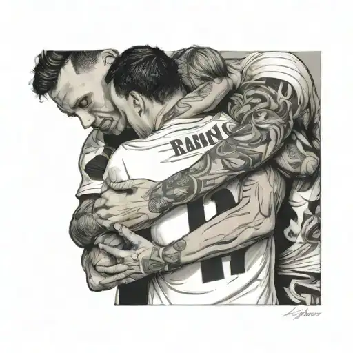 Soccer Player Hugging His Family