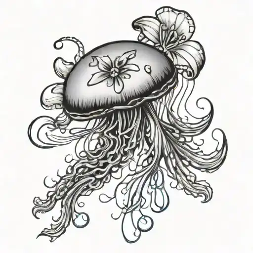 Jelly Fish With Violets And Lilly's As Its Stingers