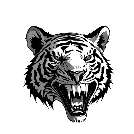 Tiger Skull Angrily Showing Huge Teeth