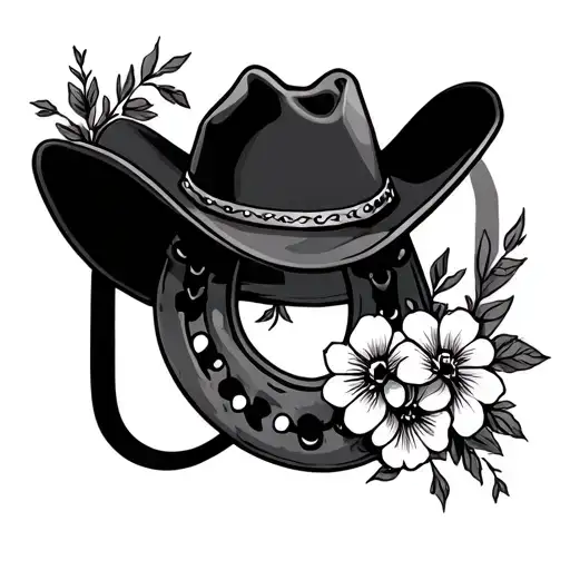 Horseshoe With Flowers Cowboy Hat