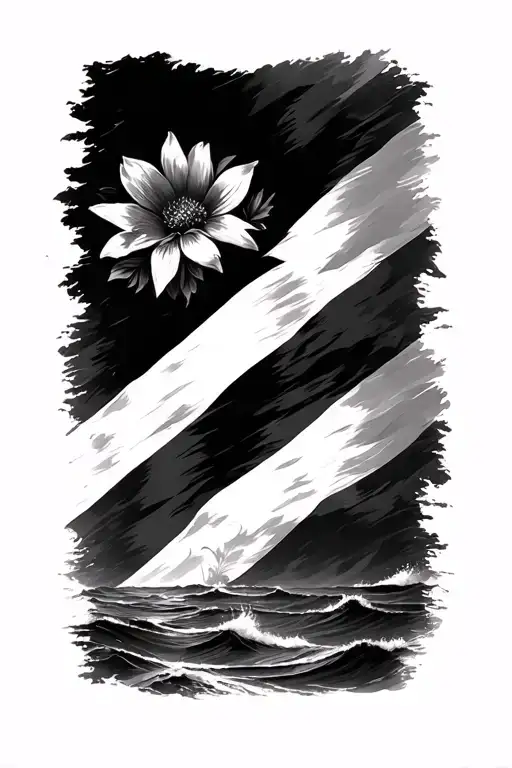 Ocean Flag Island Flower Puerto Rico Flag With Ocean