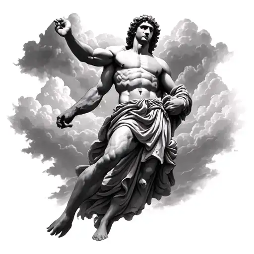 Realism Atlas From Greek Mythology Holding The Delt Of The Shoulder Where The Sky Is