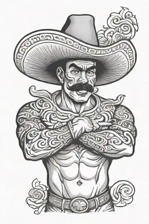 Mexican Muscle Man With Sombrero
