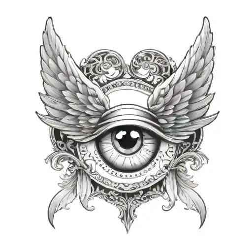 Separated Angel Wings With An Eye In The Middle