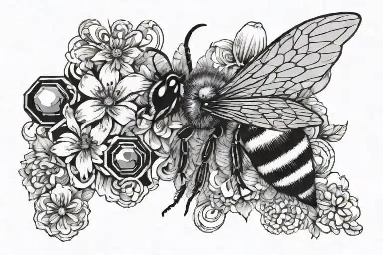 Bee Honey Comb Floral Patterns