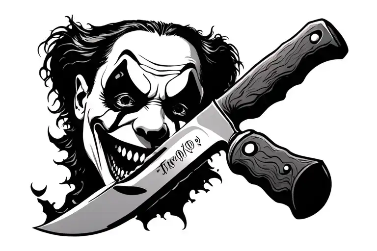 Scary Clown Licking Knife