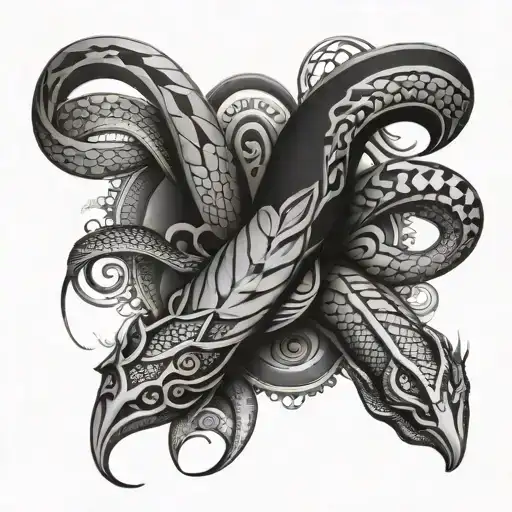 Polynesian Tattoo With Snake Skin For Forearm