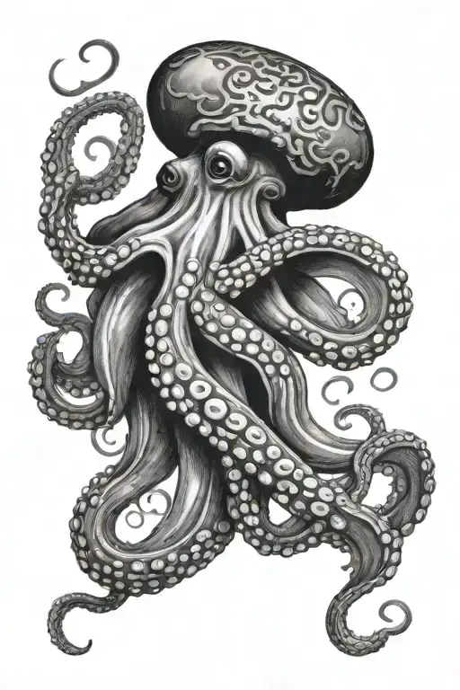 Octopus Above Jellyfish