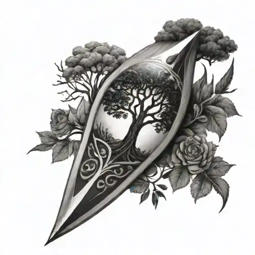 A Scalpel Oriented Up And Down With The Tree Of Life Inside The Scalpel Blade