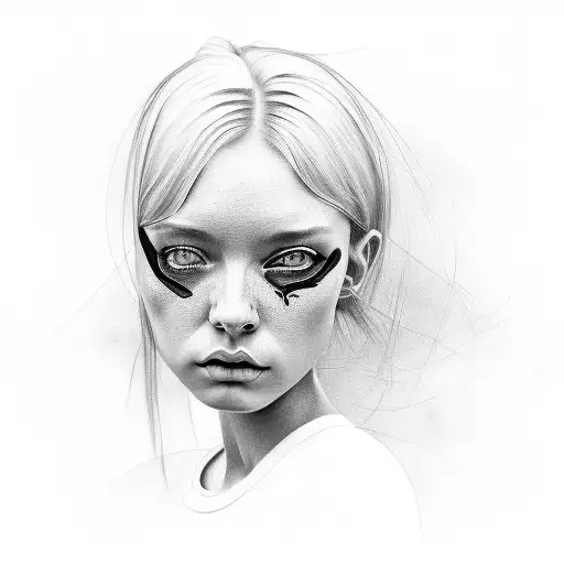 A Realistic Black And Grey Portrait Of Nina's Face
