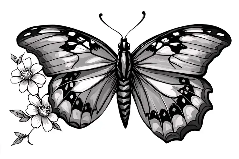 Butterfly With Flowers As One Wing