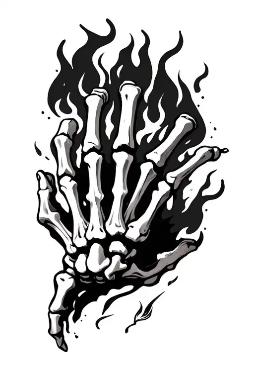 Skeleton Hand With A Fire