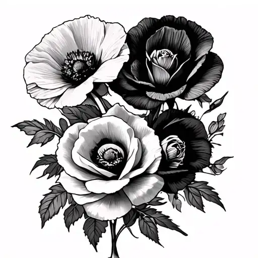 Poppy And Rose And Daffodil And Carnation And Laskipus And Lilli Of The Valley