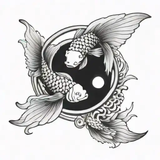 Ying Yang Koi Fish With Angel Wings