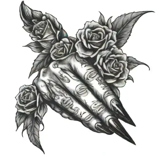 Female Middle Finger Flicking Off And Flowers