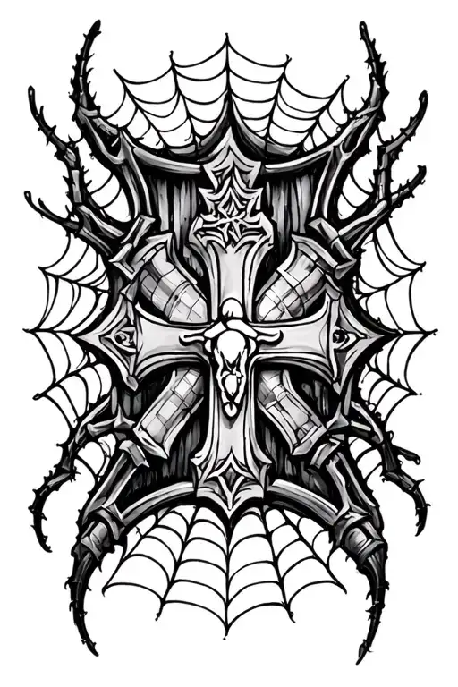 Spider Webs With A Holy Cross
