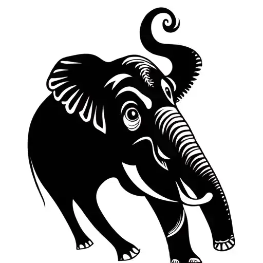 Female Elephant Tattoo Stencil