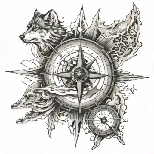 The Combination Of The Design Of The Sea And The Wolf And The Compass
