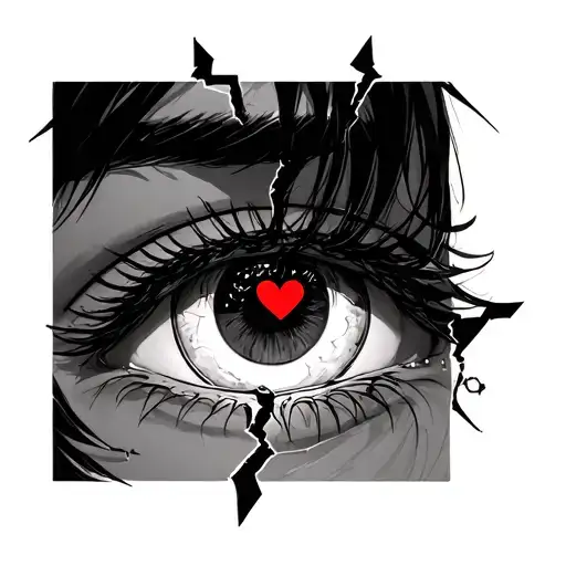 Anime Eye With Broken Heart
