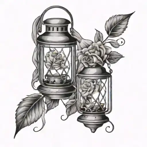 Lantern And Sunflower And Rose Intertwined