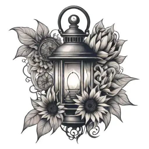 Lantern And Sunflower Surrounded