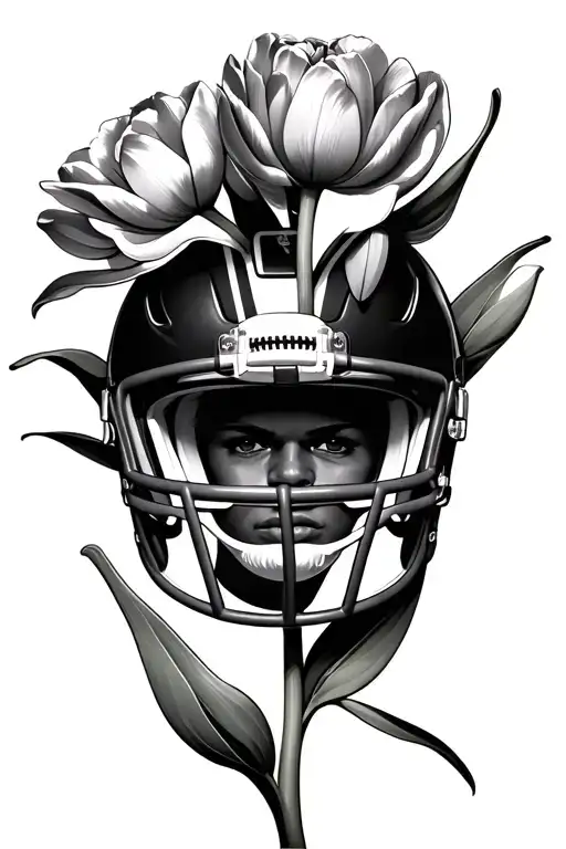 Tulip Flower And Football Helmet Merged