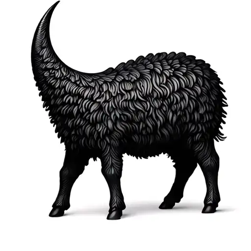 A Crescent With A Black Sheep In 3D Presentation