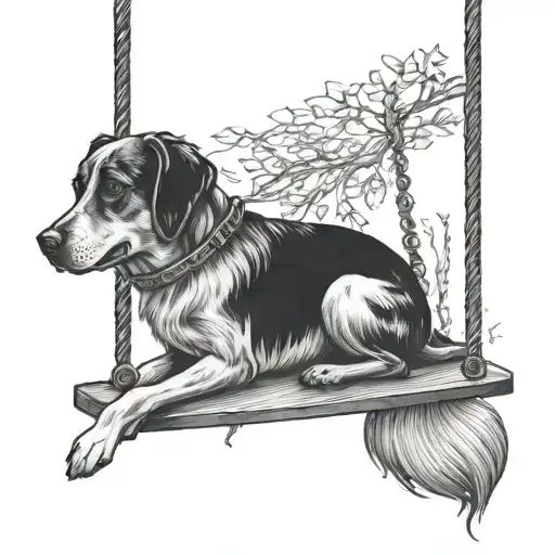 Girl Dog With Swing