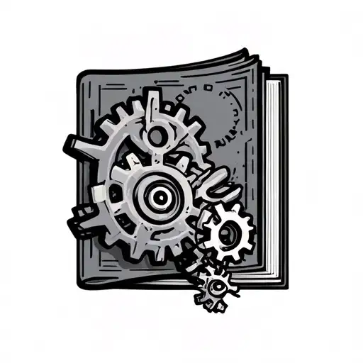 A Book & Gears Symbolizing Knowledge And Progress