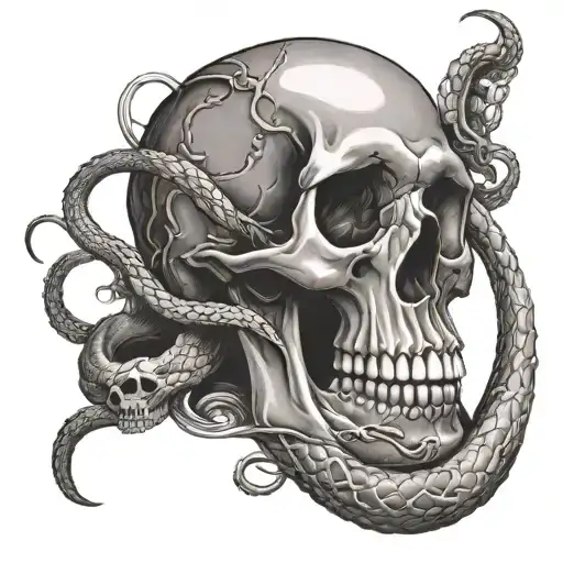 Skull With Snake