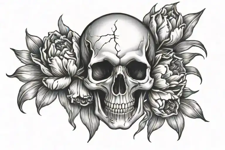 Skull And Tulips