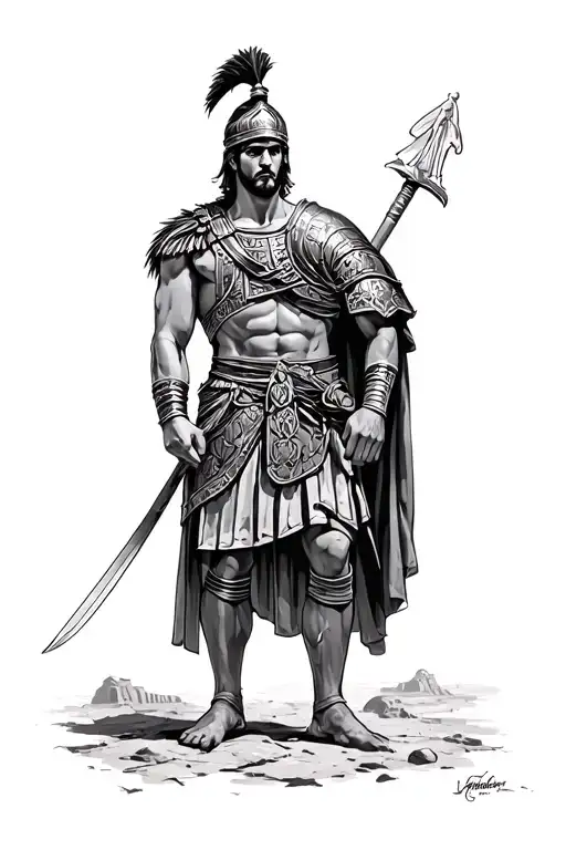 Roman Gladiator And Coliseum