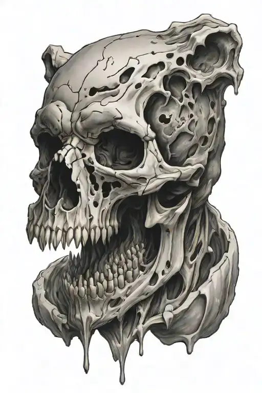A Bear Skull That Is Half Metal And Half Melting Flesh