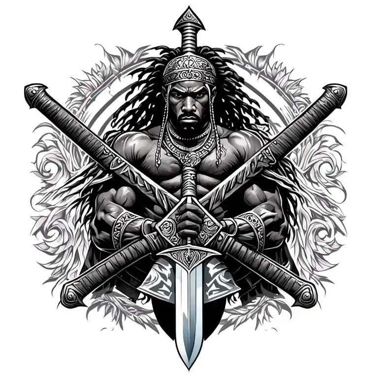 African American Warrior With Sword