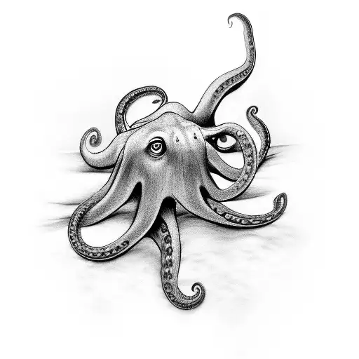 An Elegant Black And Grey Octopus Gracefully Swimming Across The Wrist And Forearm