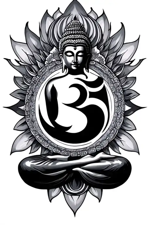 Aum Symbol Integrated Buddha