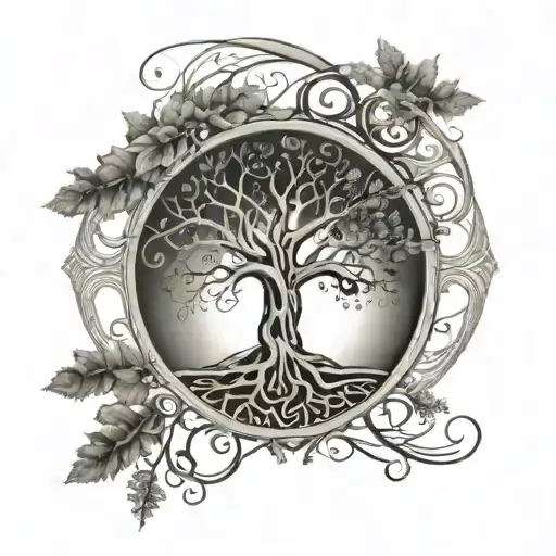 Tree Of Life Intertwined No Circle Boarder