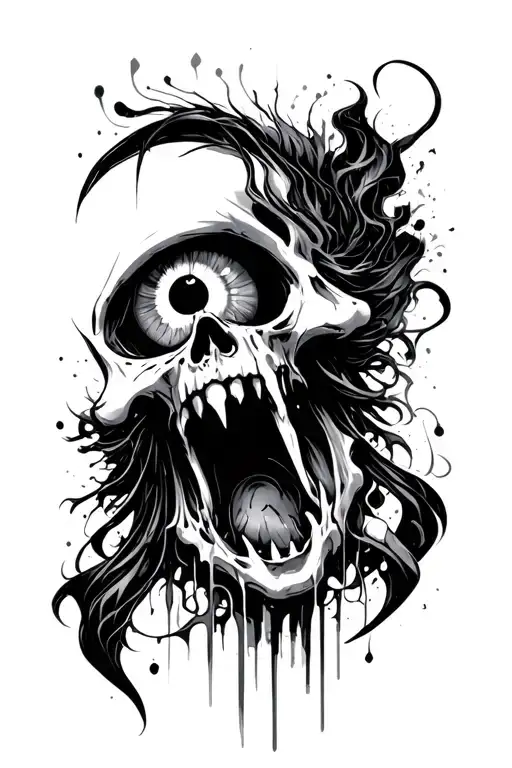 Cyber Sigilism Style With And Eye And Skull Screaming