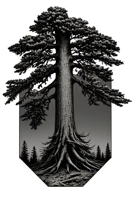 Single Sequoia In A Hexagon Off-centre