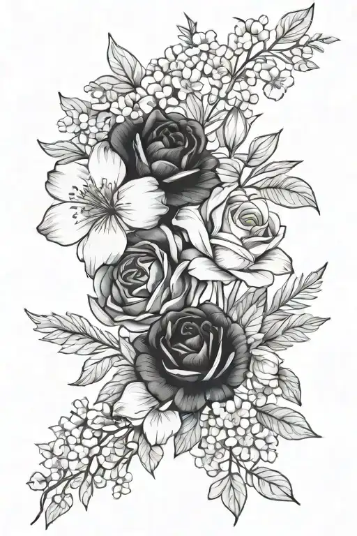 June And August Birth Flower Bouquet Wrapped