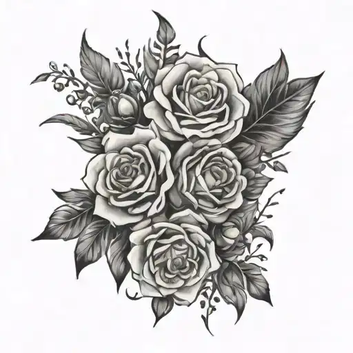 Birth Flowers Bouquet Around Leg Sleeve