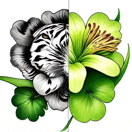 Left Side Tiger Lilly Right Side Green Clover