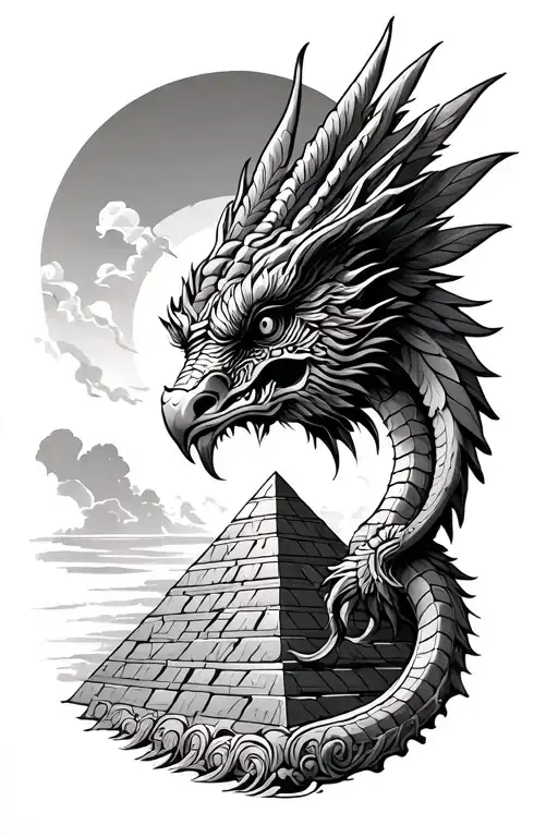 Quetzalcoatl With Pyramid Emerging