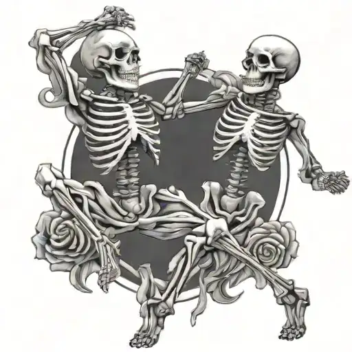 Skeleton Lifting Other Skeleton While Dancing Together